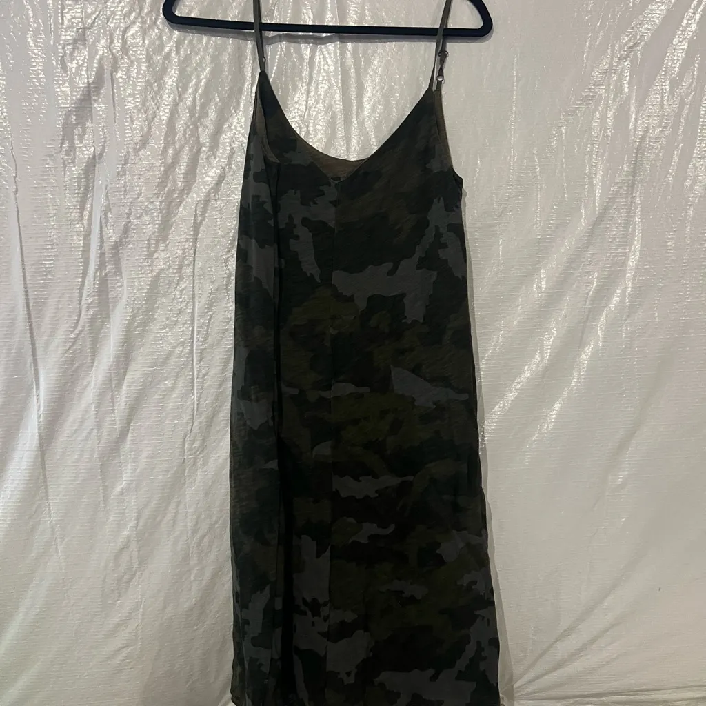 ATM Anthony Thomas Melillo Camo Print Cotton Mini Dress Size Medium Green - Image 3