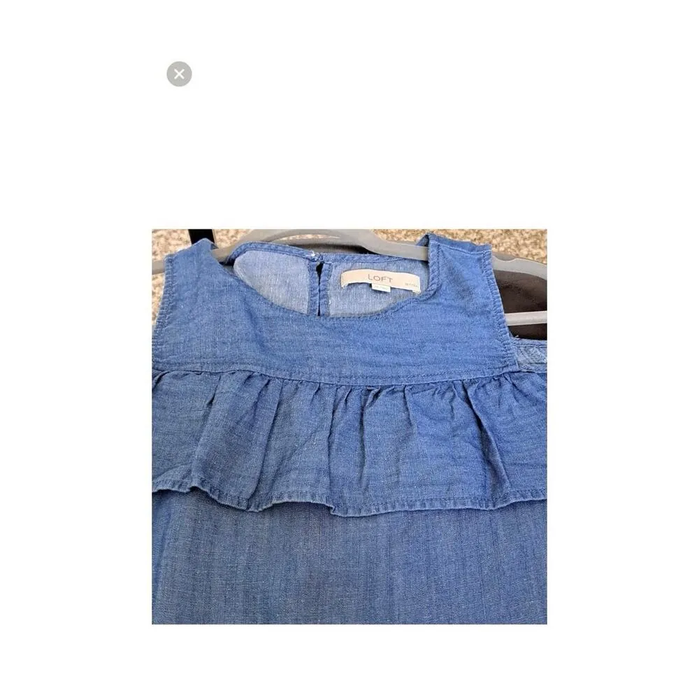 Loft Cold Shoulder Denim Womens Blouse, Size S, $18, B51 - Image 9