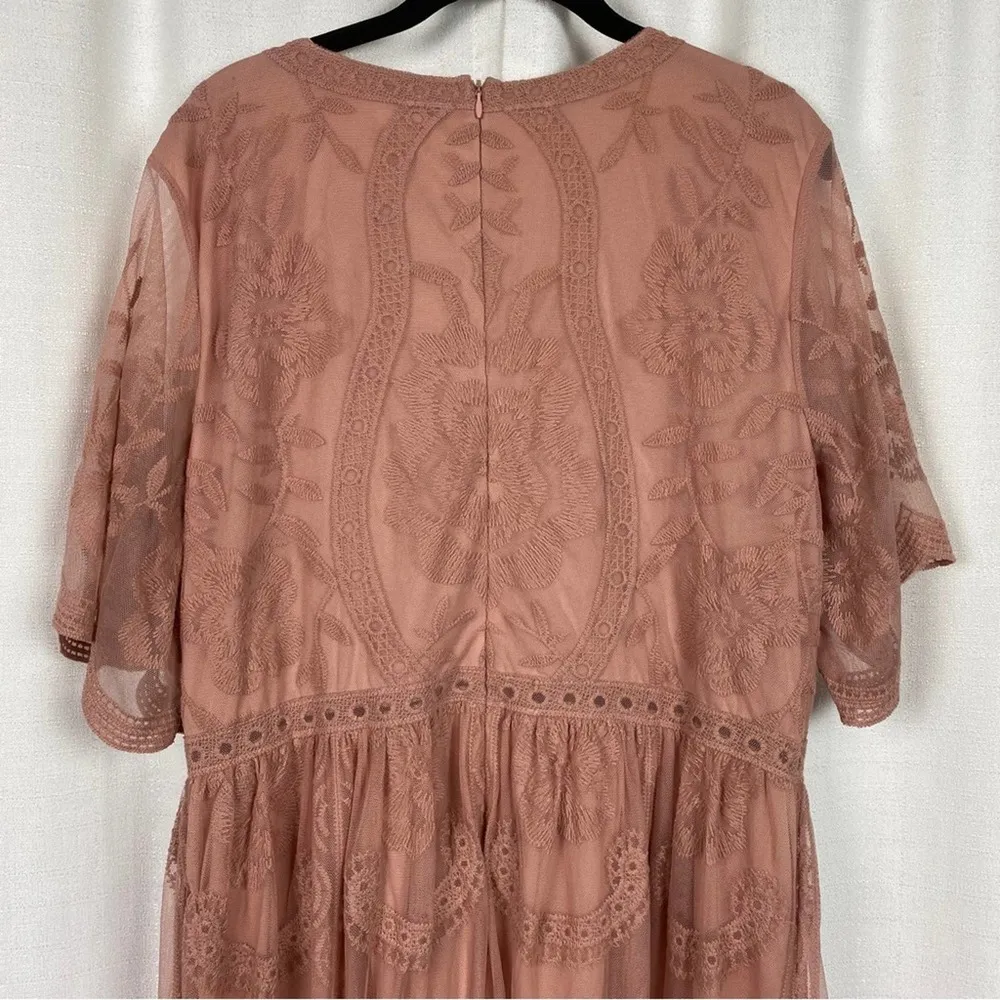 Pink Lace Mesh Overlay Maternity Maxi Dress Sz.1X NWT - Image 13