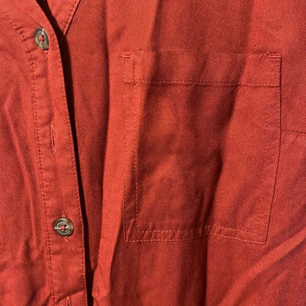 Old Navy Petite Lightweight Rust Orange Long Sleeve Slim Jumpsuit - Image 3