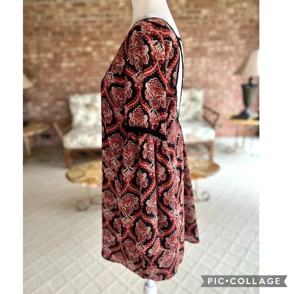 NWT Lovemarks Dress M Mini Coral Paisley Strappy Back Boho Shift Party Mod - Image 10