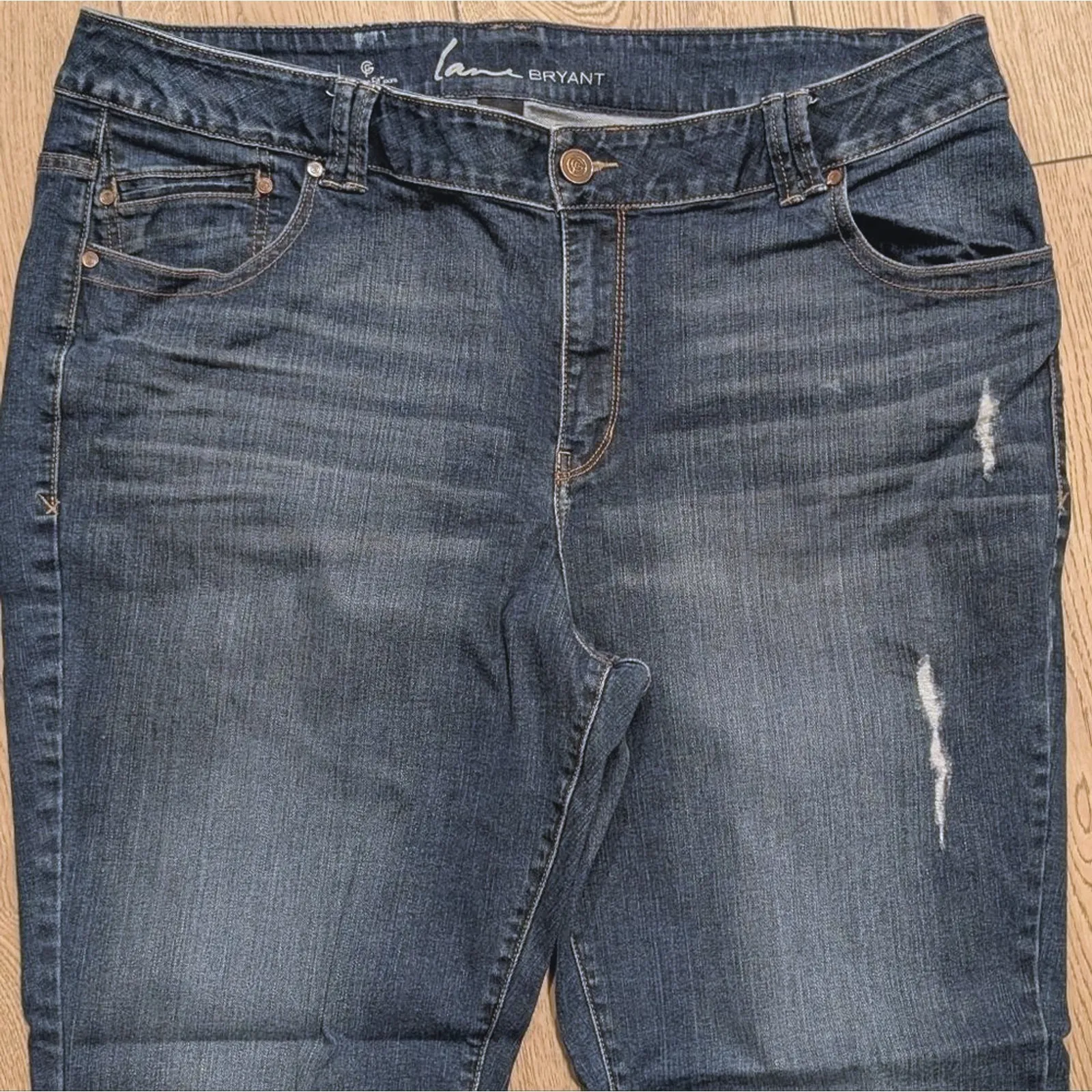 Lane Bryant Plus Size 22 Average 3X Straight Leg Jeans Stretch Genius Fit Ripped - Image 2