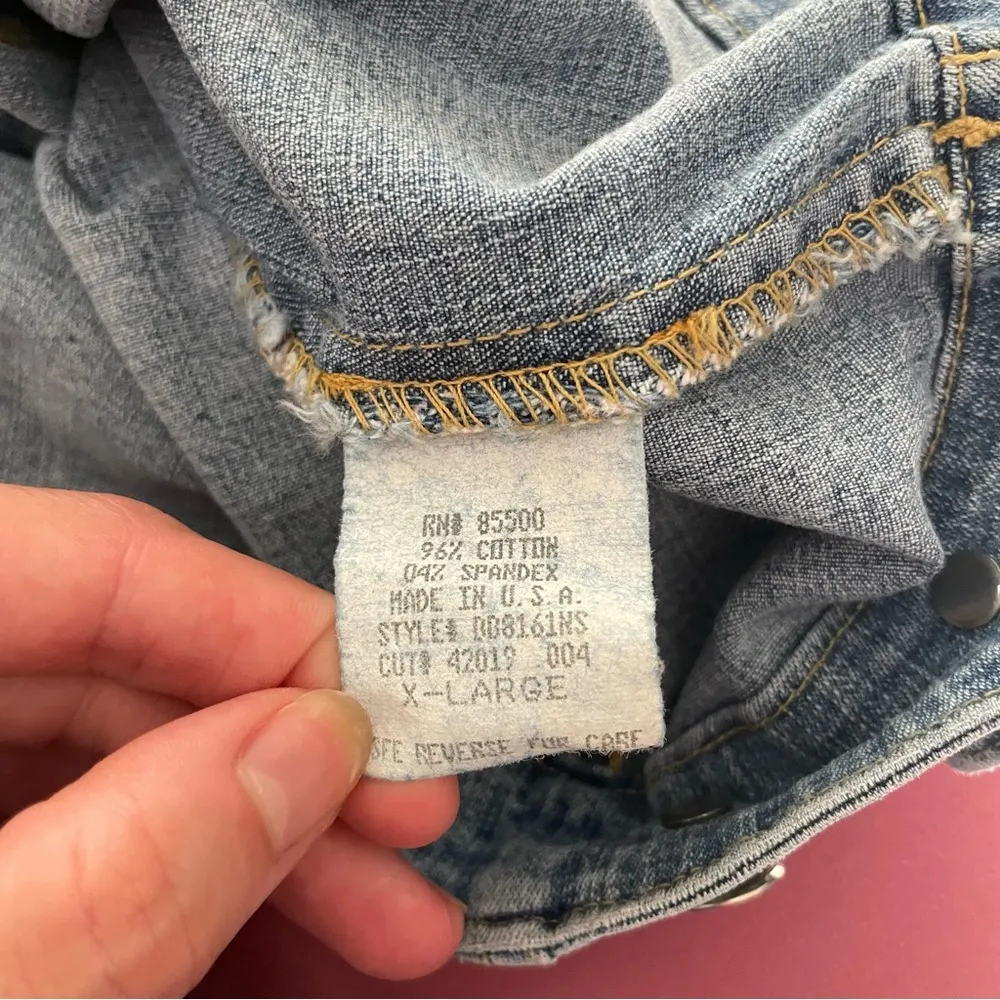 90s Vintage Baby Phat “Sexy American Female” Flag Embellished Denim Jacket XL - Image 6