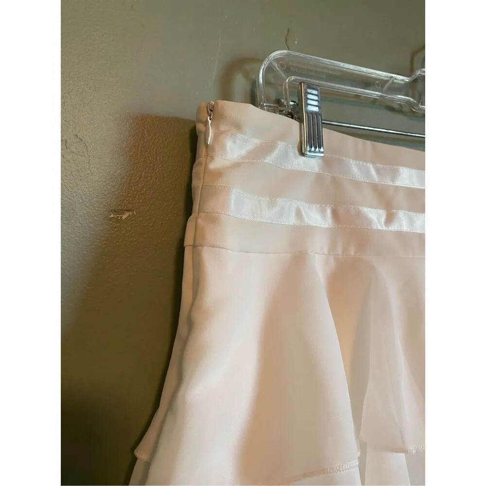 Edikted White Double Belt Tiered Chiffon Skort Size Large NWT - Image 8