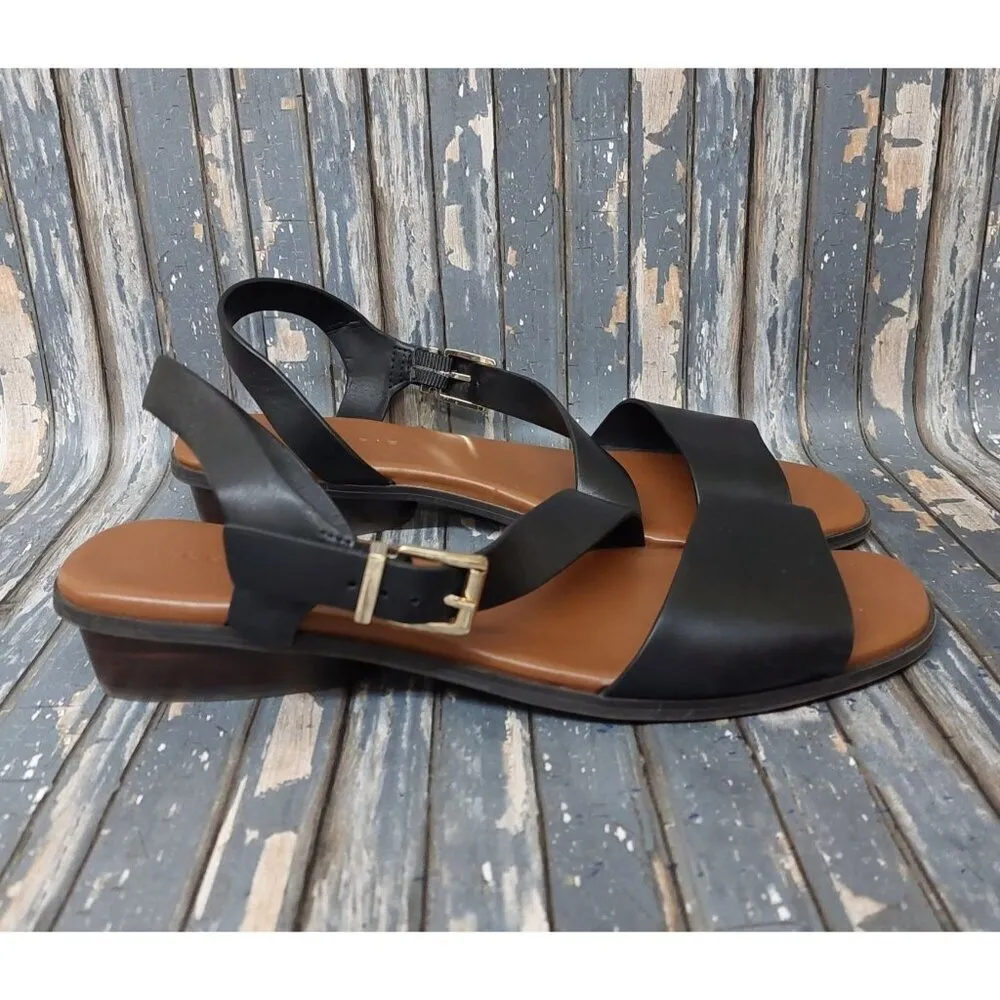 Alex Marie Black Leather Strappy Slingback Buckle Sandals Size 9 MINT Condition - Image 4