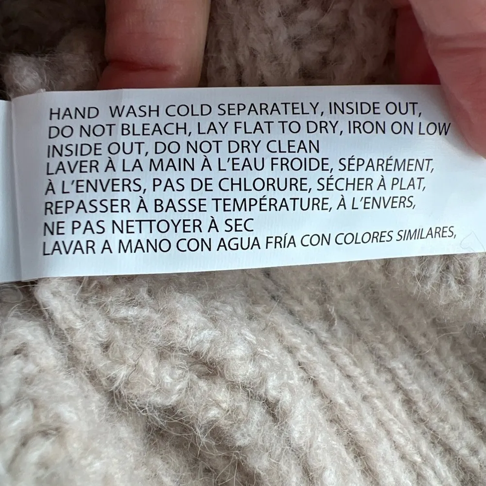 Dex Beige Cable Knit Pearl Jewel Embellished Pullover Sweater Size Medium‎ Tan Size L - Image 9