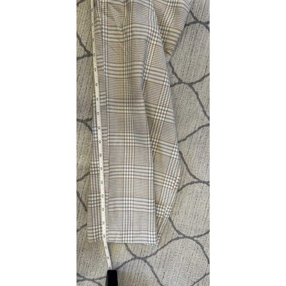 Joie Pants Womens Size 8 Straight High Waisted Crop Beige/Gray Plaid Stretch - Image 6