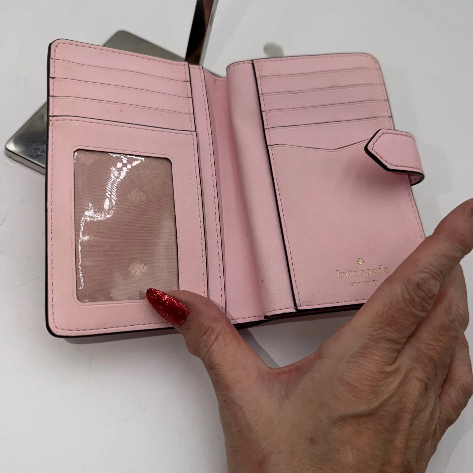 Kate Spade Pink Pineapple Print Bifold Wallet Wristlet - Image 8