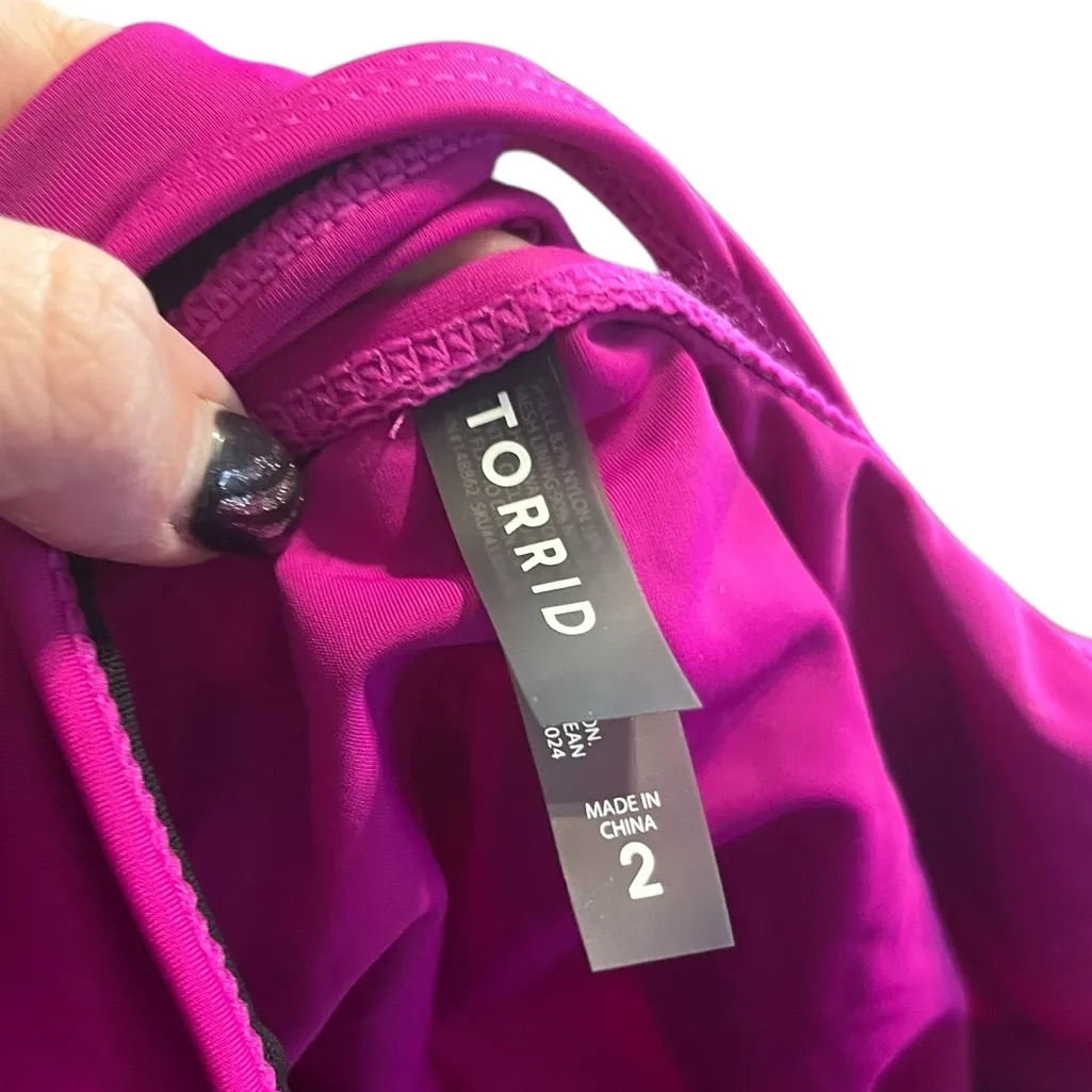 Torrid Magenta Halter Style Swim Top - Image 9