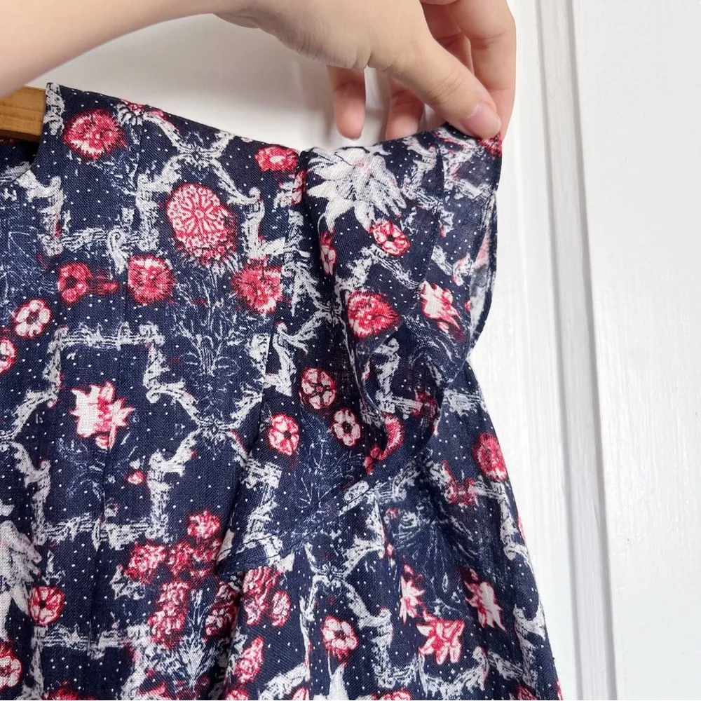 Isabel Marant Étoile • Telicia Dress linen print wrap ruffle red blue floral - Image 7