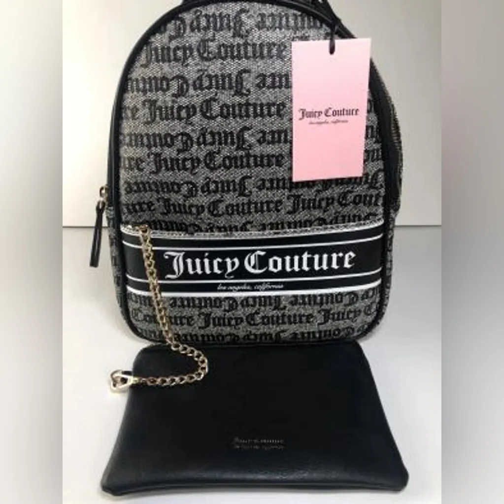 NWT Juicy Couture Rosie Pull Out Backpack with Pouch in Black/Gray - Image 3