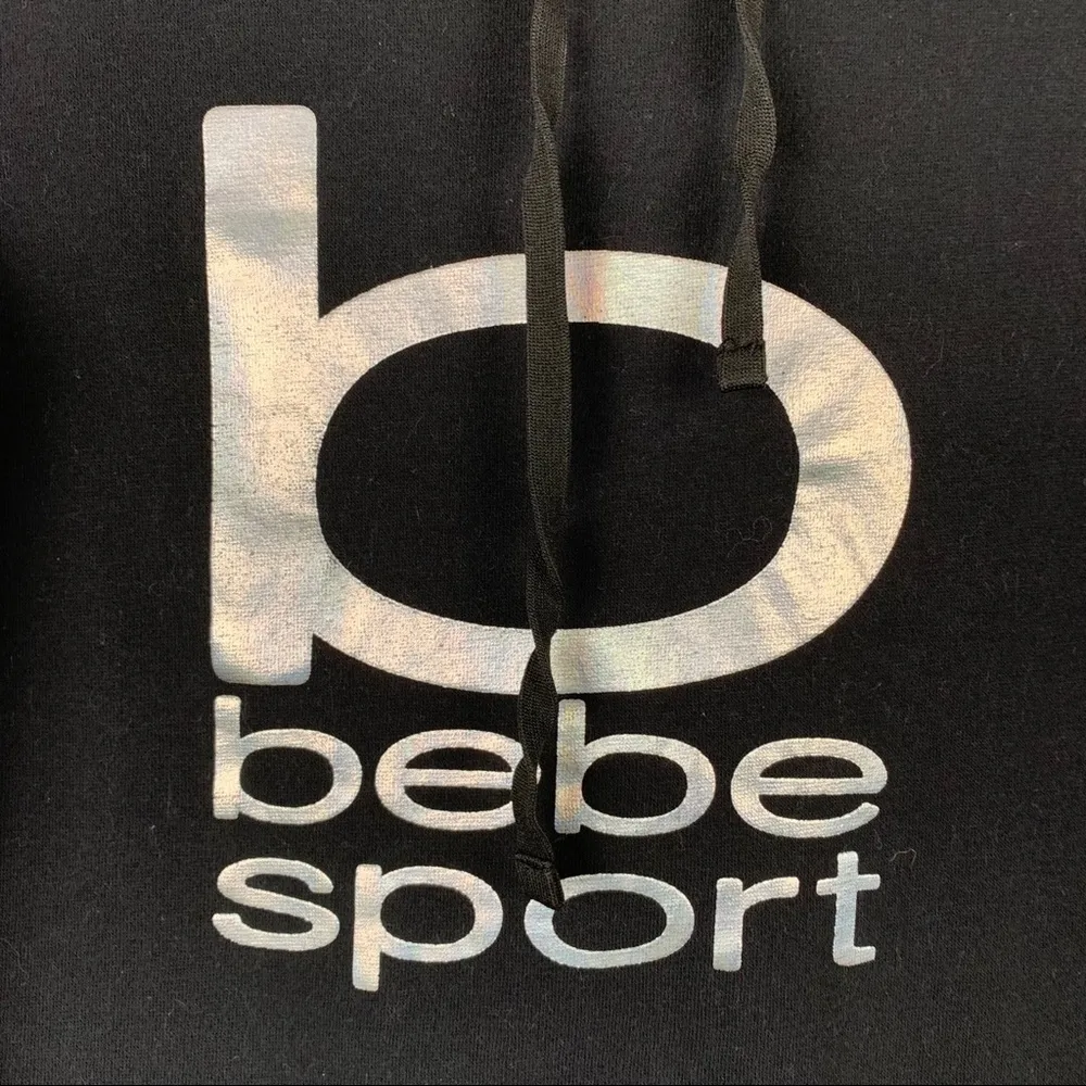 Bebe  Sport Hooded Pullover Sweatshirt Black Small‎ - Image 3