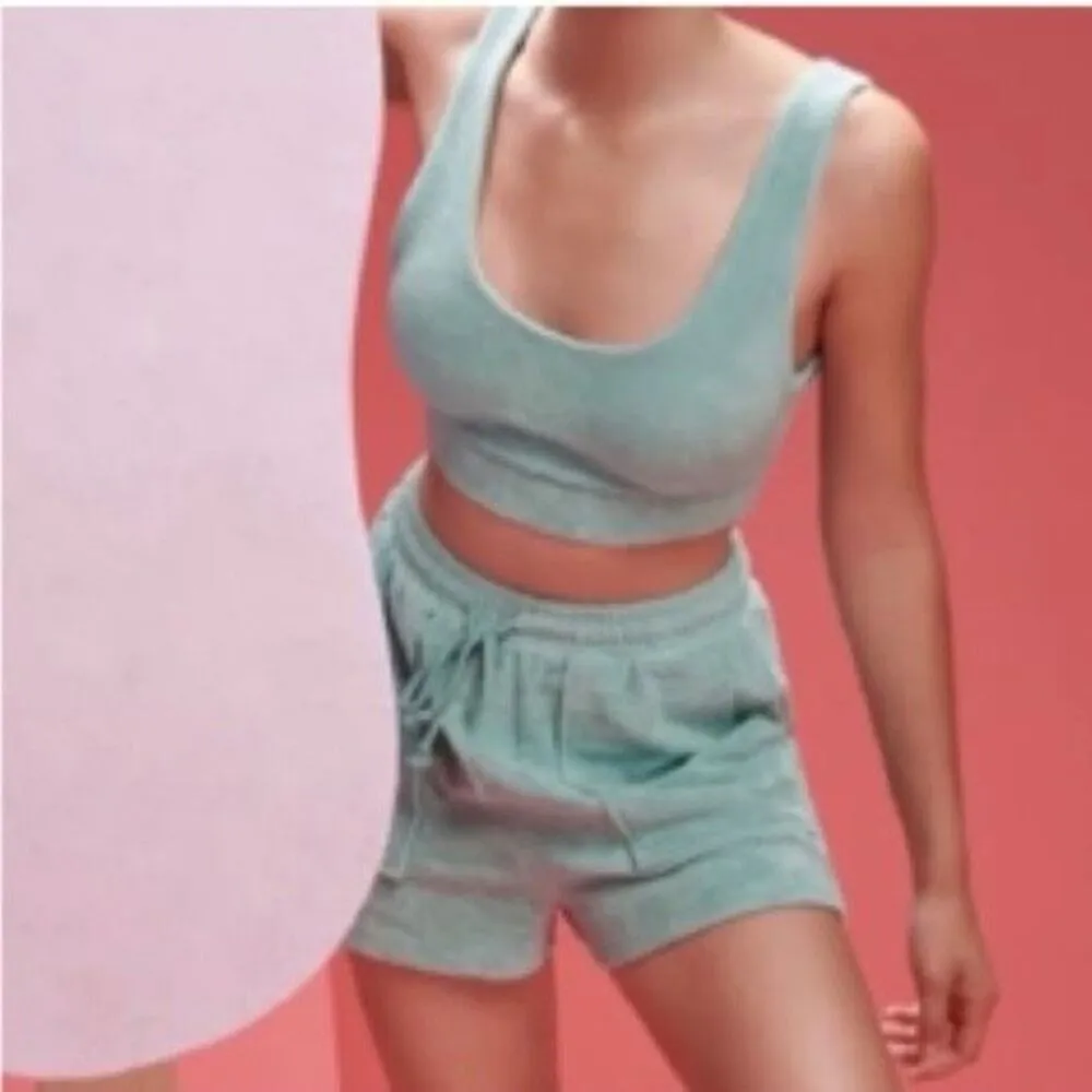 ✨ZARA Terry Cloth Teal Sz Large Shorts✨ - Image 2