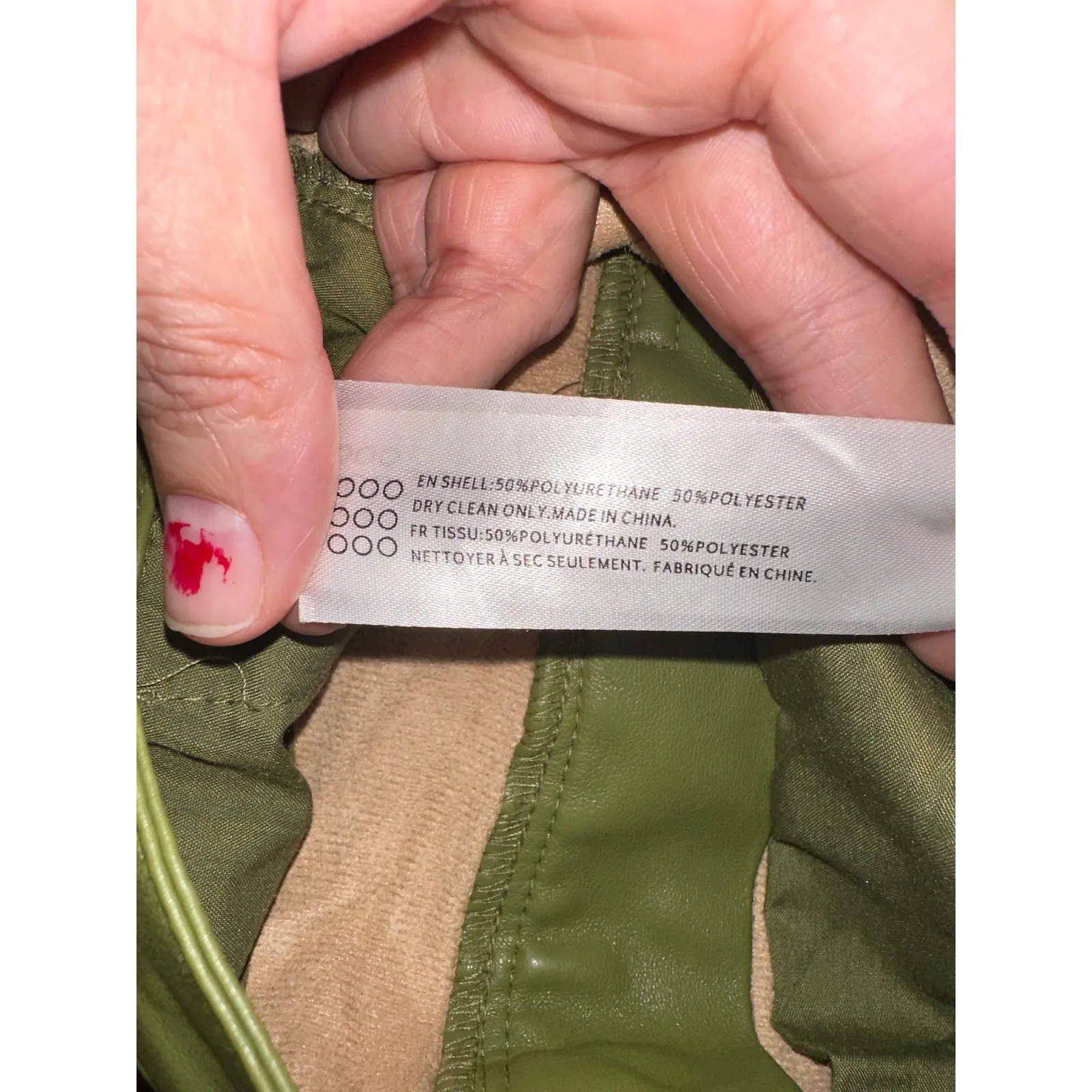 En Saison Faux Leather Pants‎ Women's Size S Green Olive Straight Leg - Image 8