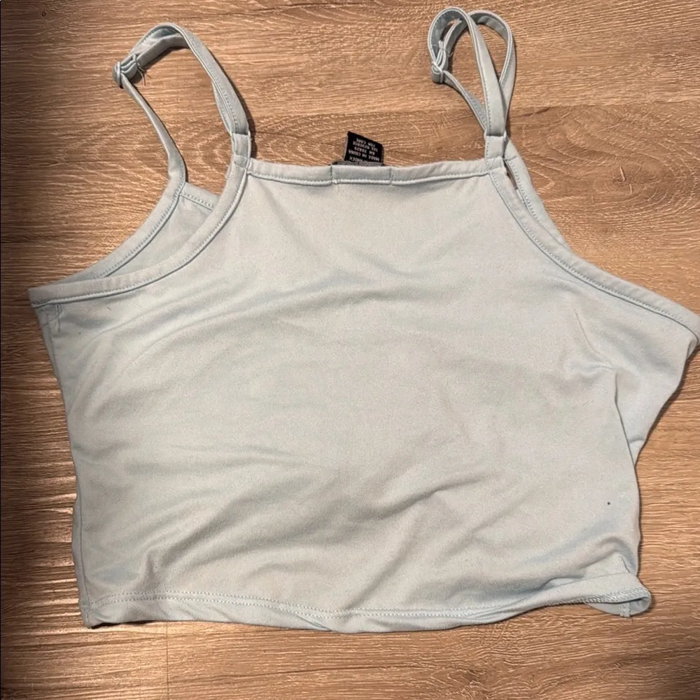 Rue21 Blue Ruched Tie Front Crop Tank Top - Image 2