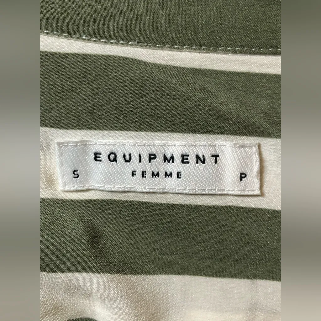 Equipment Olive and White Striped Shirt - Image 5