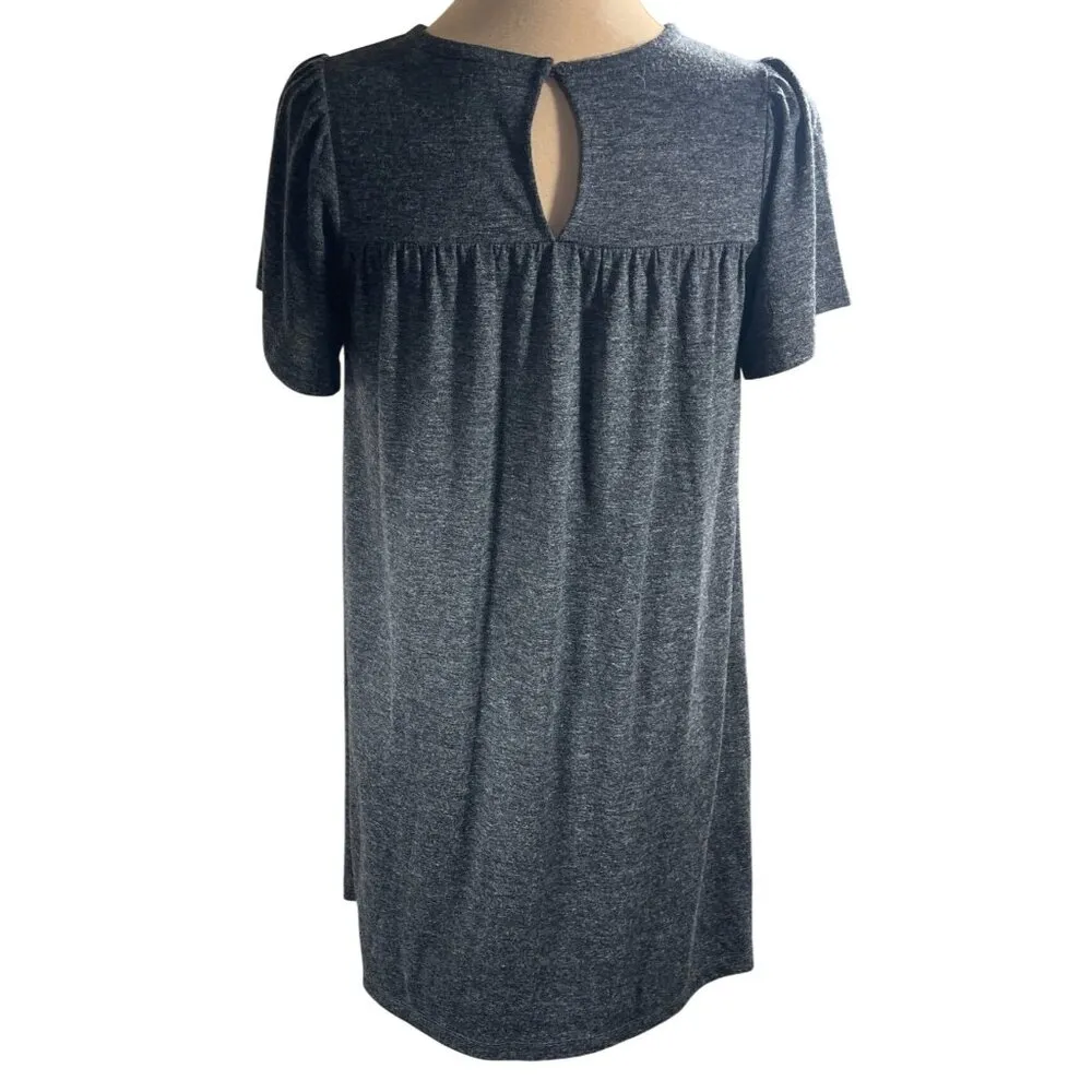 Loft Petite T-Shirt Dress Babydoll Charcoal Smocked Short Sleeve Size XSP Extra - Image 3