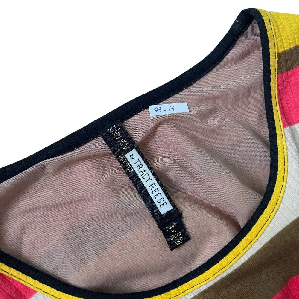 Plenty by Tracy Reese Multicolor Color Block Bodycon Dress Women Petite XS 43-13 - Image 3