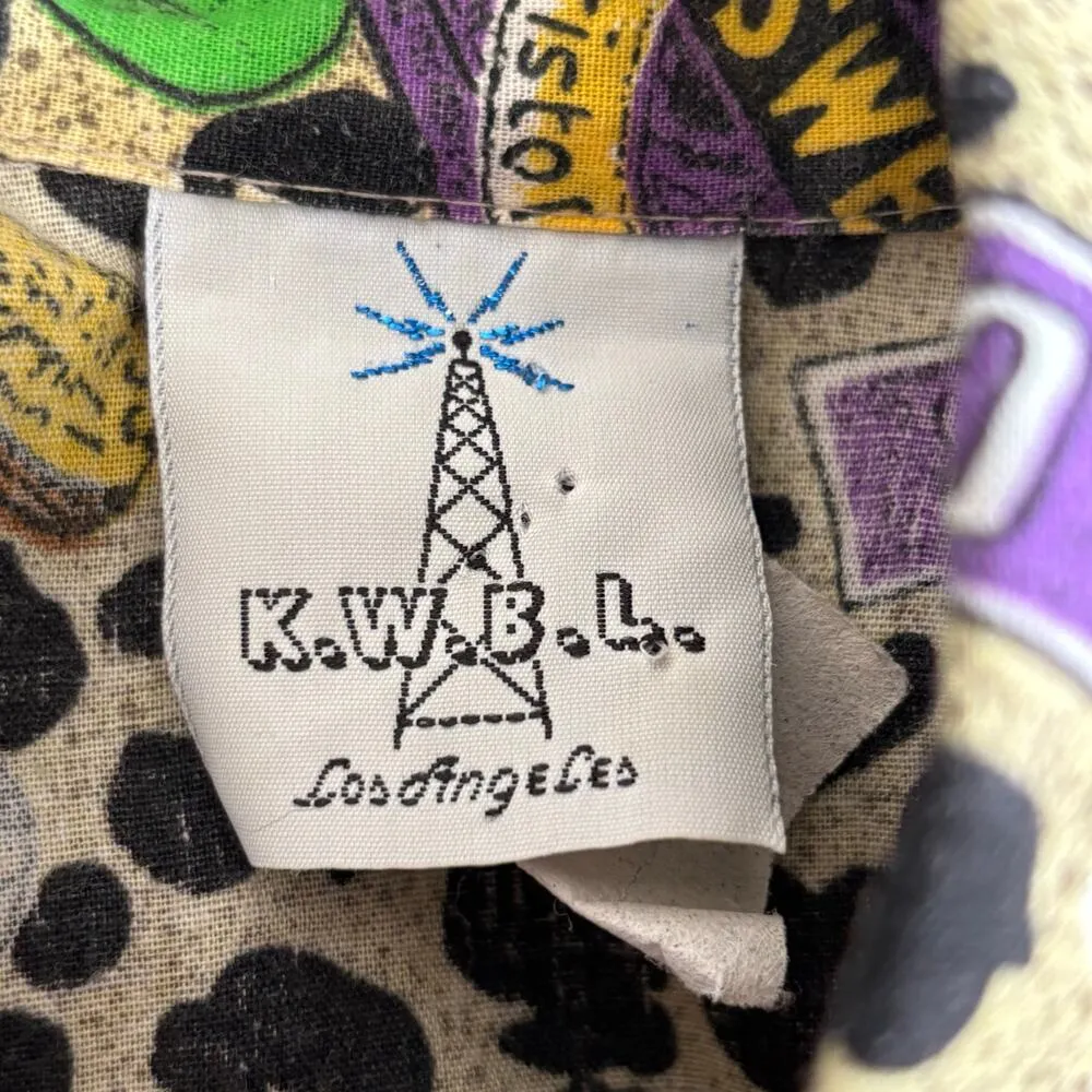 Vintage 90s KWBL Chocolate Nuts Candy Leopard Animal Print Shirt Novelty Medium Black - Image 10