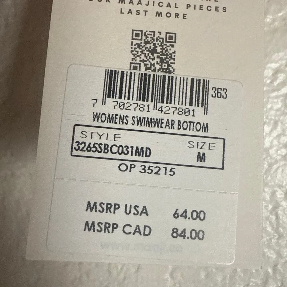 Maaji Pool Blue Reversible Sublimity Classic Bikini Swimsuit Bottoms Size Medium - Image 8