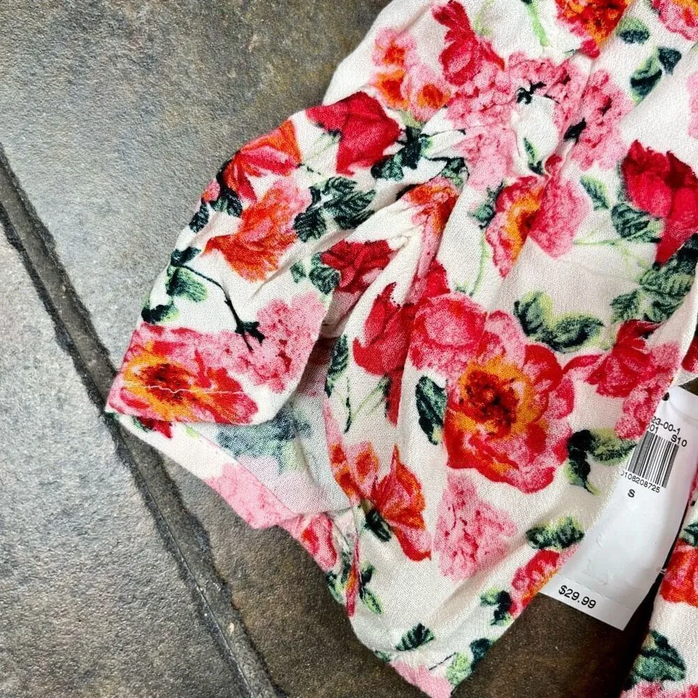 NWT Old Navy Floral V-neck Ruched 3/4 Sleeve Small - Image 12