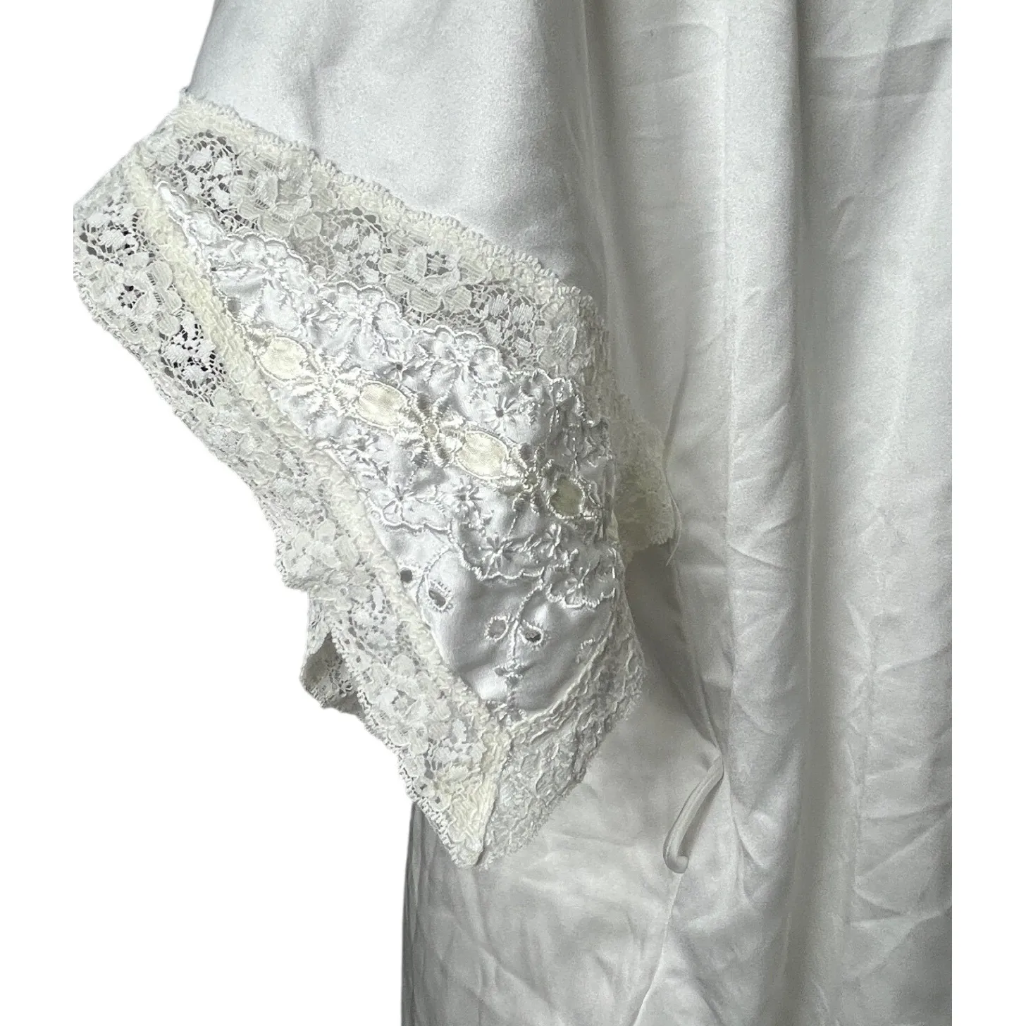 Vintage Bridal Lace Peignoir Robe White Nylon Carol Hochman Chervette Petite Size XXS - Image 4