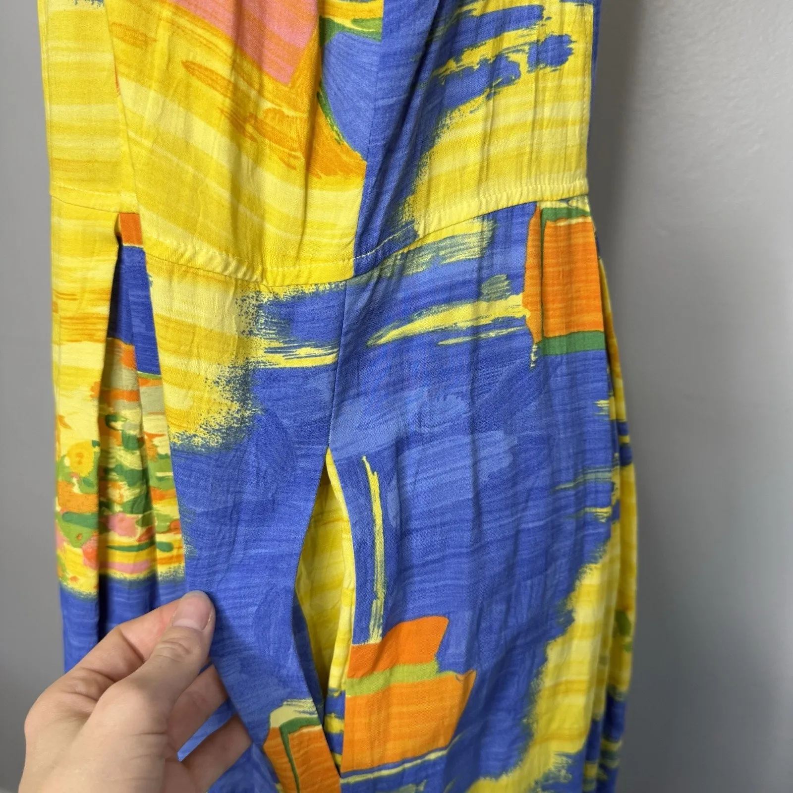 Vintage Jam’s World Low Tide Abstract Maxi Dress Womens Medium Sleeveless Blue - Image 3