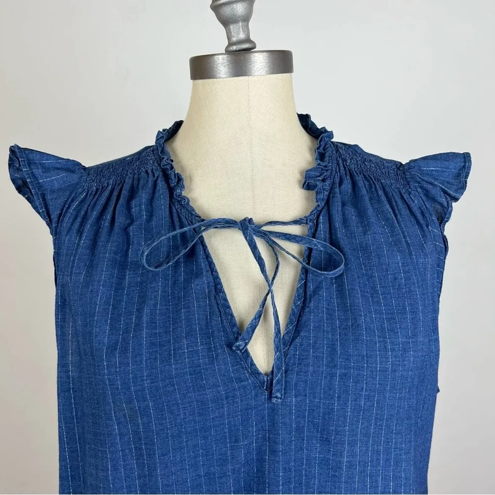 J. Crew Sleeveless tie-neck top in metallic pinstripe voile - Image 4