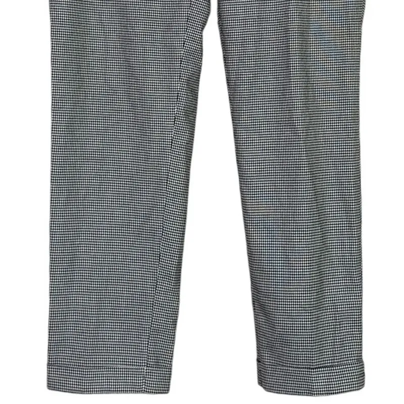 Zara Gingham Straight Leg Crop Slim Pant Ankle Fold Detail Pocket M Black White - Image 3