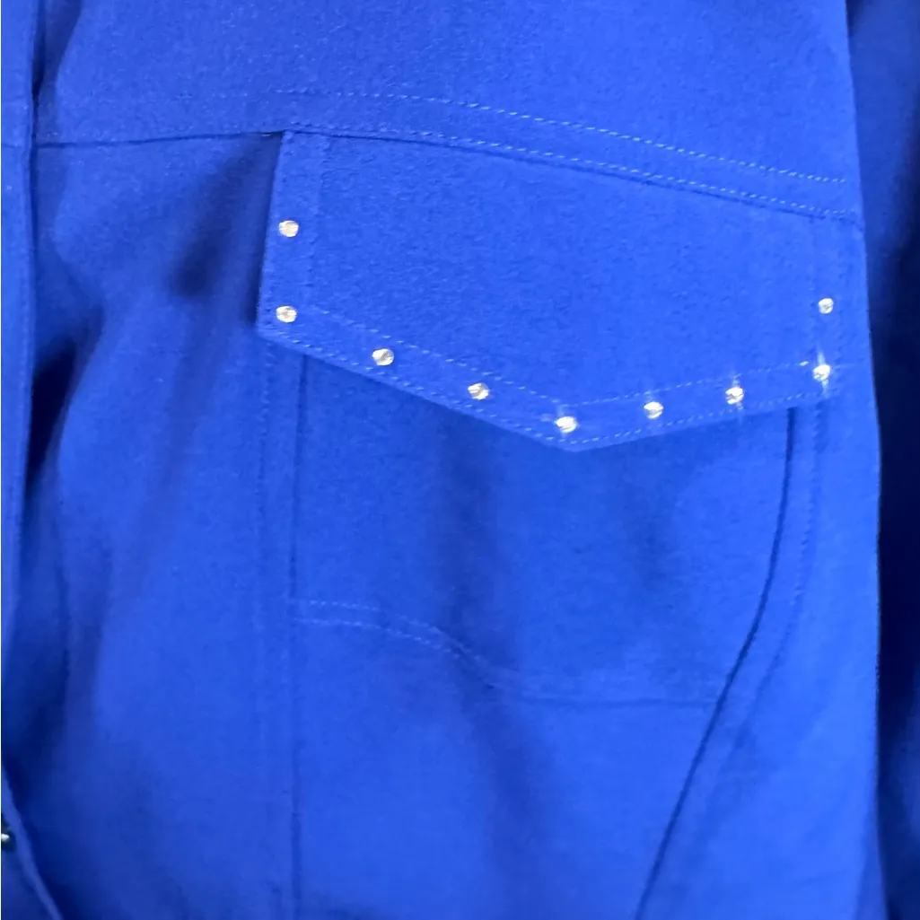 Covington  royal blue diamond studded button down blouse top size 24/26W - Image 3