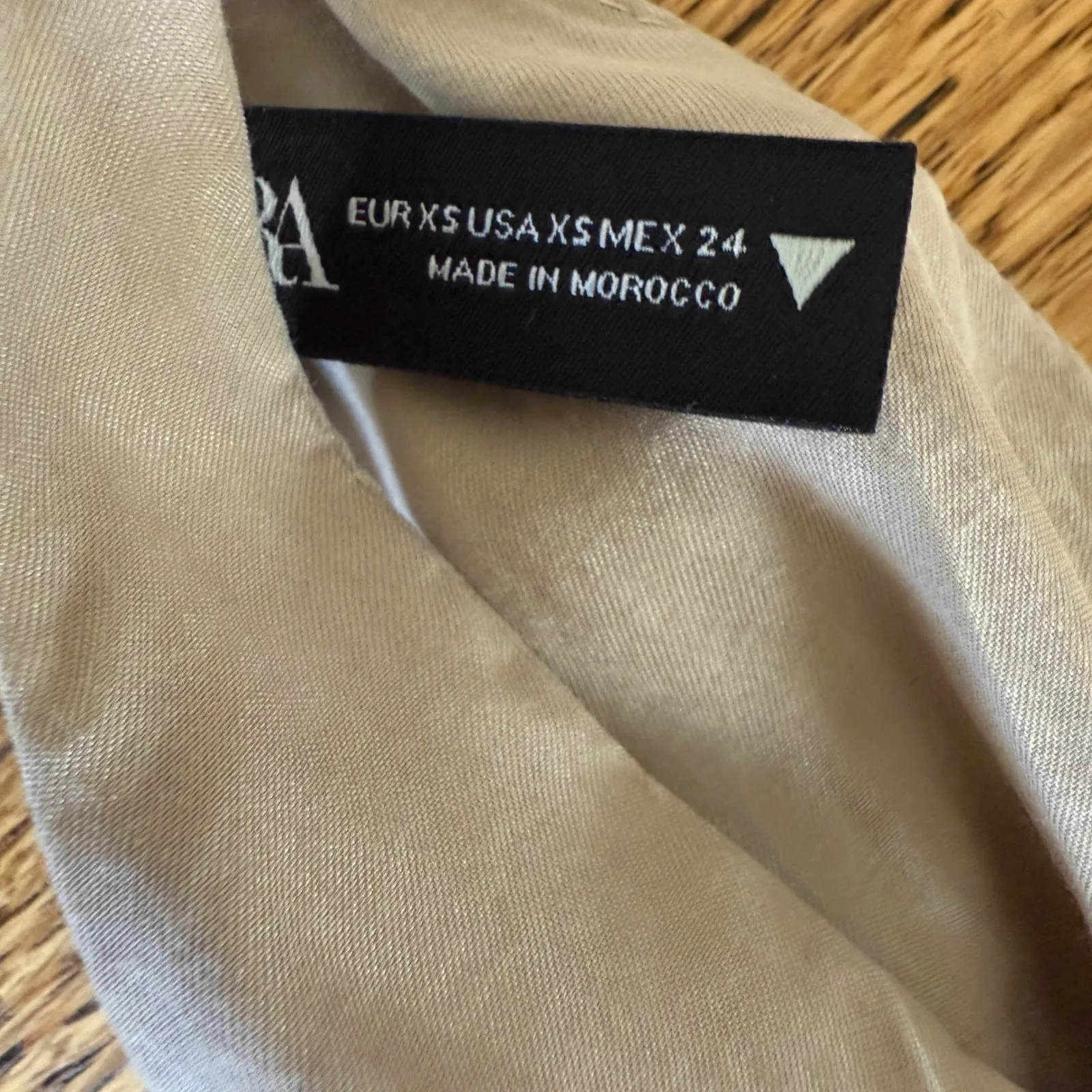 ZARA Wide Leg Halter Neck Jumpsuit Beige Linen Blend Tie Waist Belted - Image 5