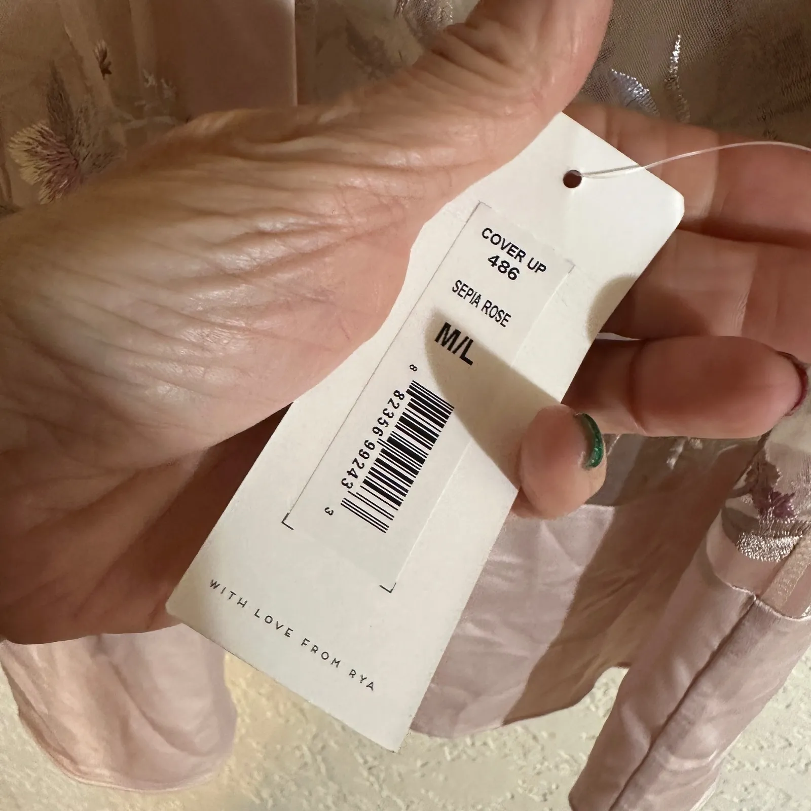 Rya Collection Sepia Rose Embroidered Mesh Kimono Robe Cover Up M L Tan Size L - Image 8