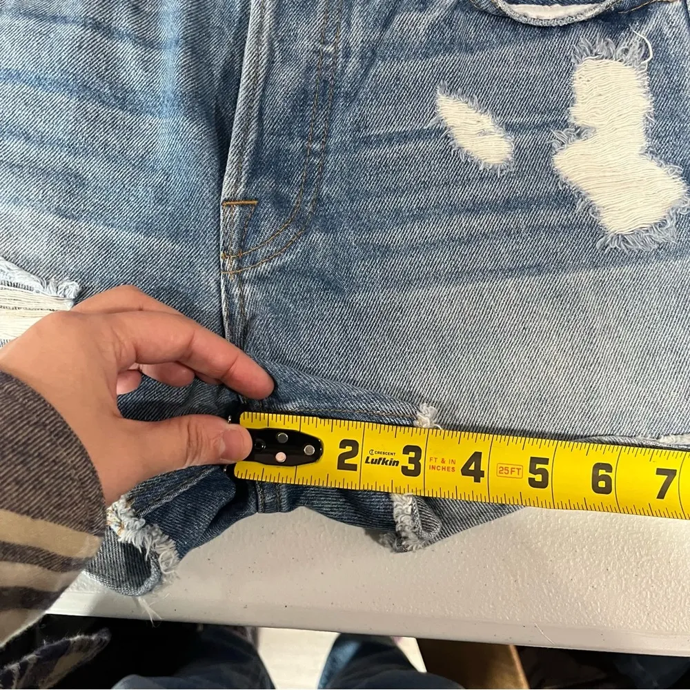 Frame Denim Le Original Short Rigid Re-Release Distressed Button Fly Size 25 - Image 10