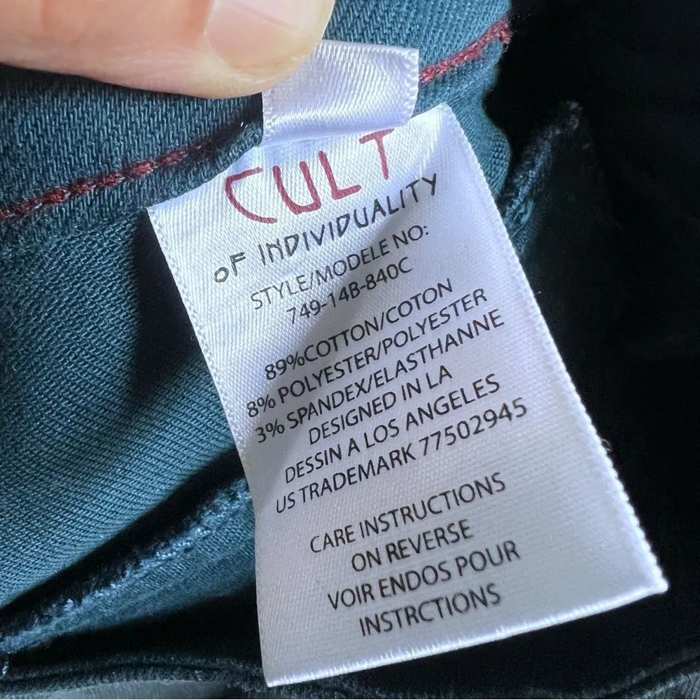 Cult of Individuality moto green coated skinny jeans size 27 - Image 8