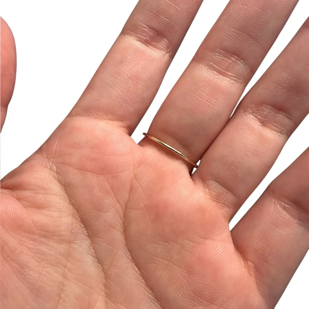 14K solid yellow gold dainty milgrain set six diamond bypass ring - Image 2