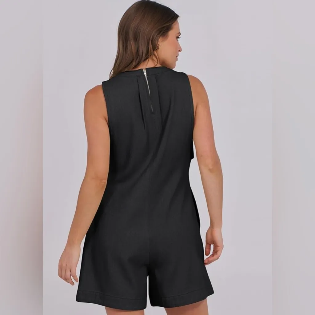 NWT Caracilia Oversized Denim Romper‎ V Neck Sleeveless Jean Jumpsuit - Image 3