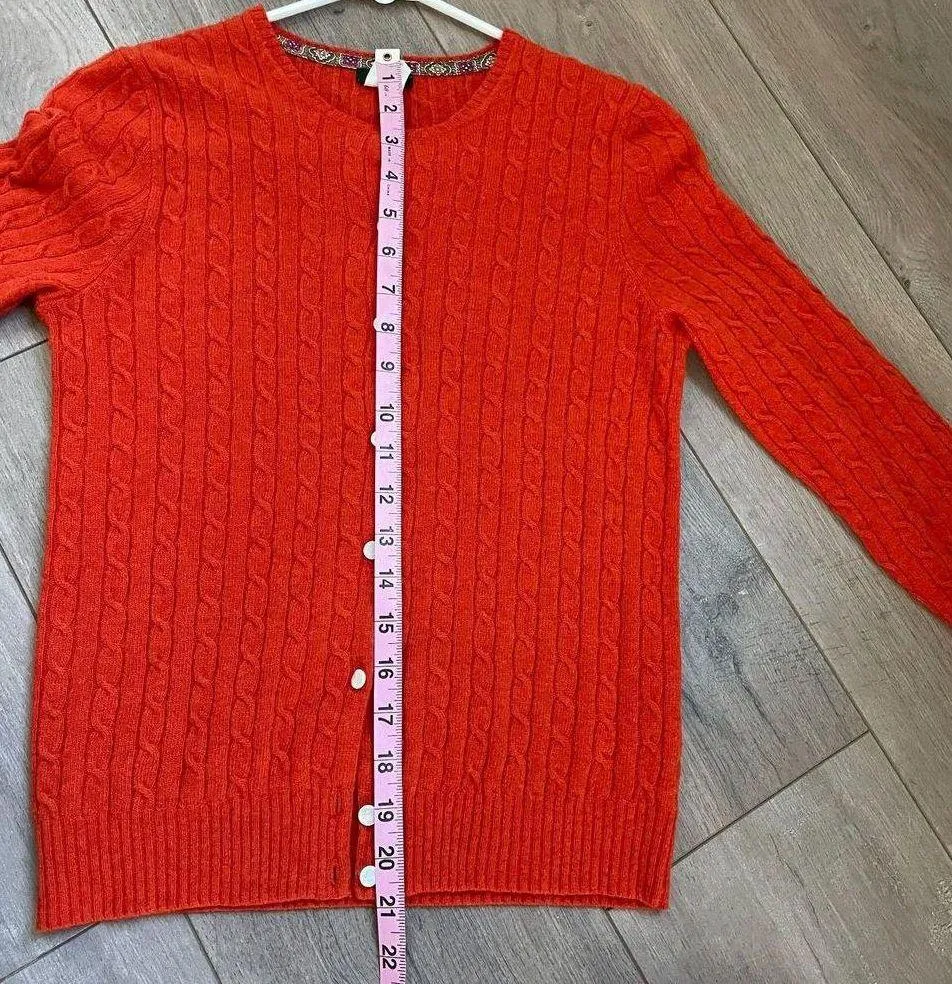 J. Crew cableknit cashmere blend orange cardigan - Image 2