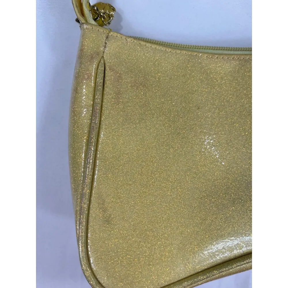 Luv Betsey by Betsey Johnson SKU 7885  Yellow Gold Glittery Shoulder Bag With Ch - Image 3