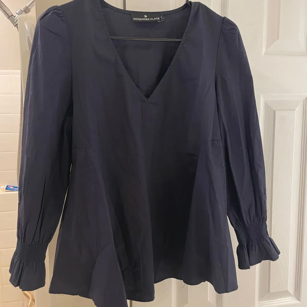 Pomander Place Tuckernuck Easton Navy Blouse Small Blue - Image 2