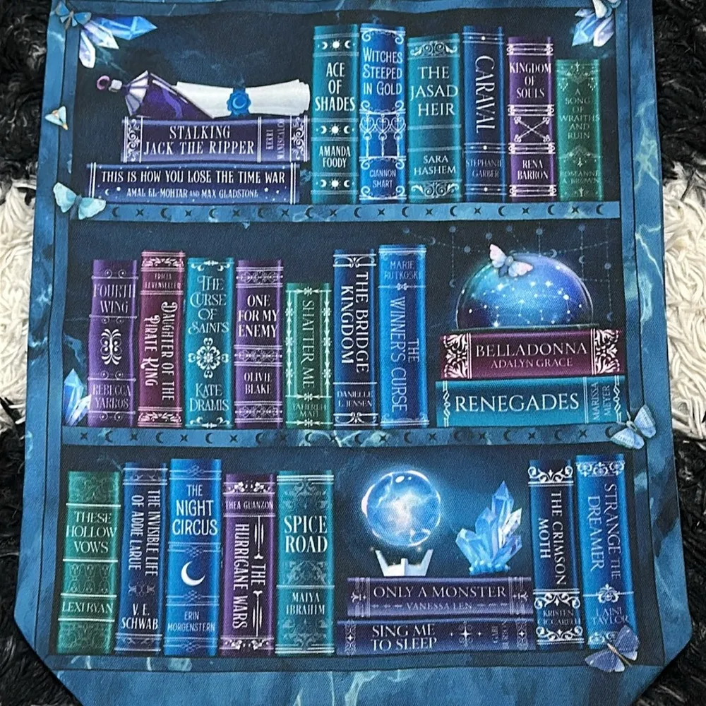 Fairyloot “Moth to a Flame” Blue and Black Zippered Tote Bag - Image 2