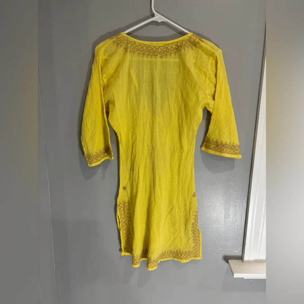 Melissa Odabash Beachwear Embroidered Yellow Cotton Short Cover Up Size undefined - Image 5