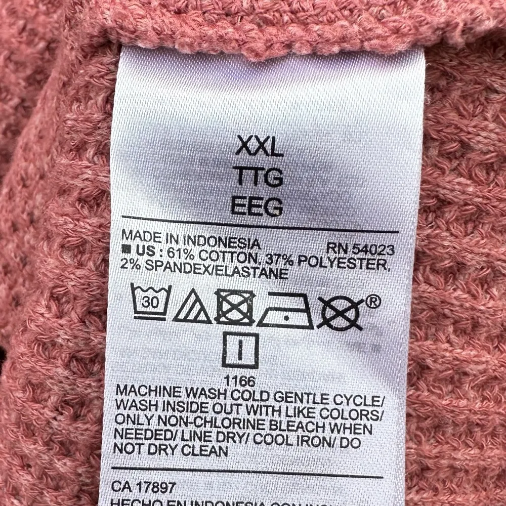 Old Navy Cozy Shrunk Waffle Knit Henley Sweater in Pink Bamboo Sz XXL - Image 7