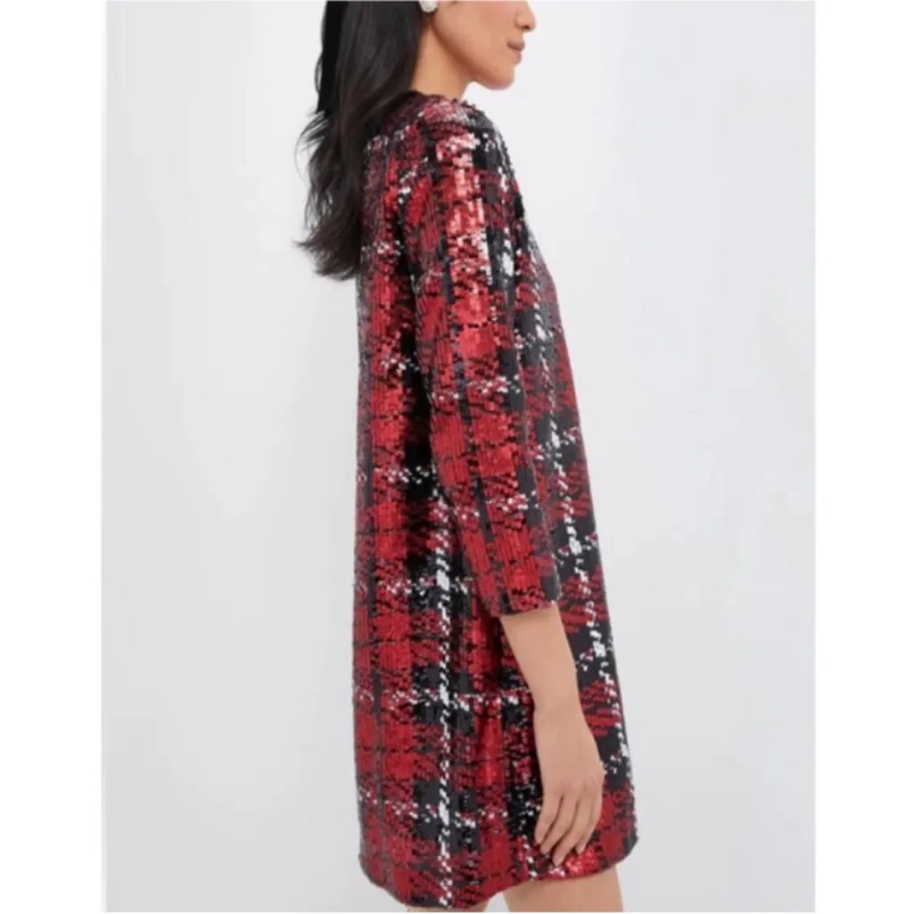 TUCKERNUCK Red and black  
Houndstooth Sequin dress NEW - Image 5