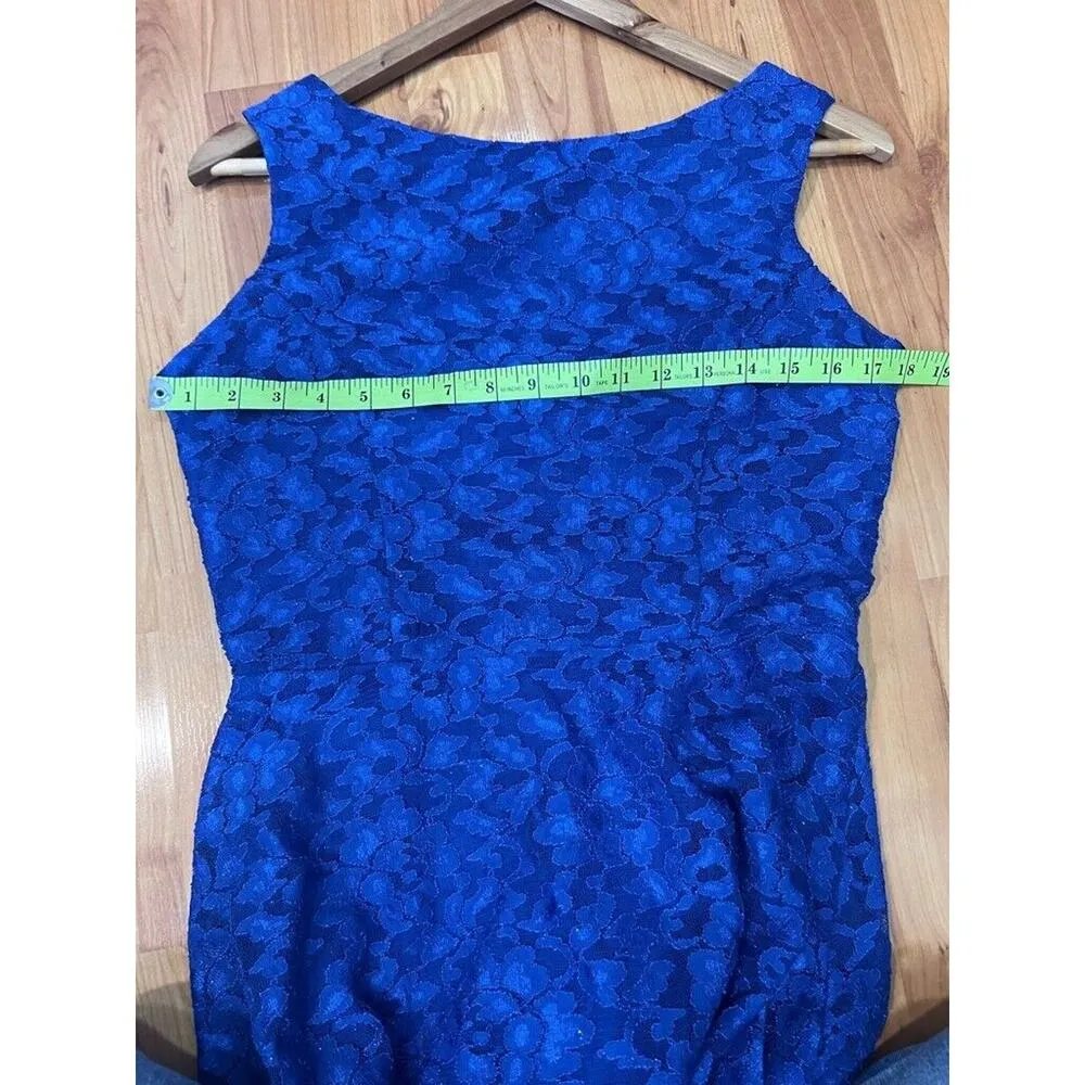 Speechless Dress Blue Floral Lace Cut Out Back Knee Length Juniors 13 - Image 3