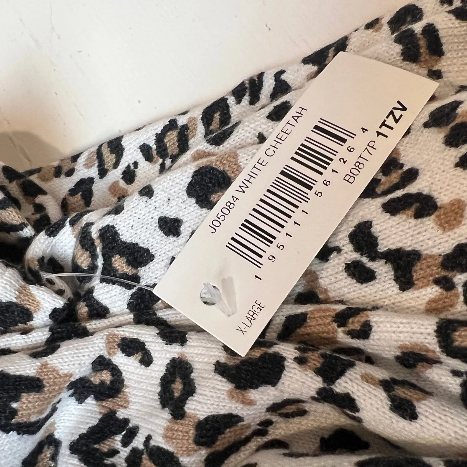 Amazon Essentials Women's XL Cream Leopard Print Knit Top Cotton Modal | Casual - Image 6