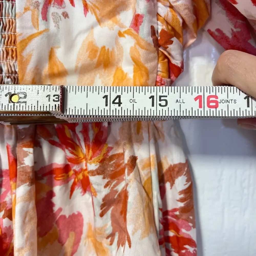 Abercrombie and Fitch Emerson Floral puffed sleeve smocked mini dress pockets L - Image 6