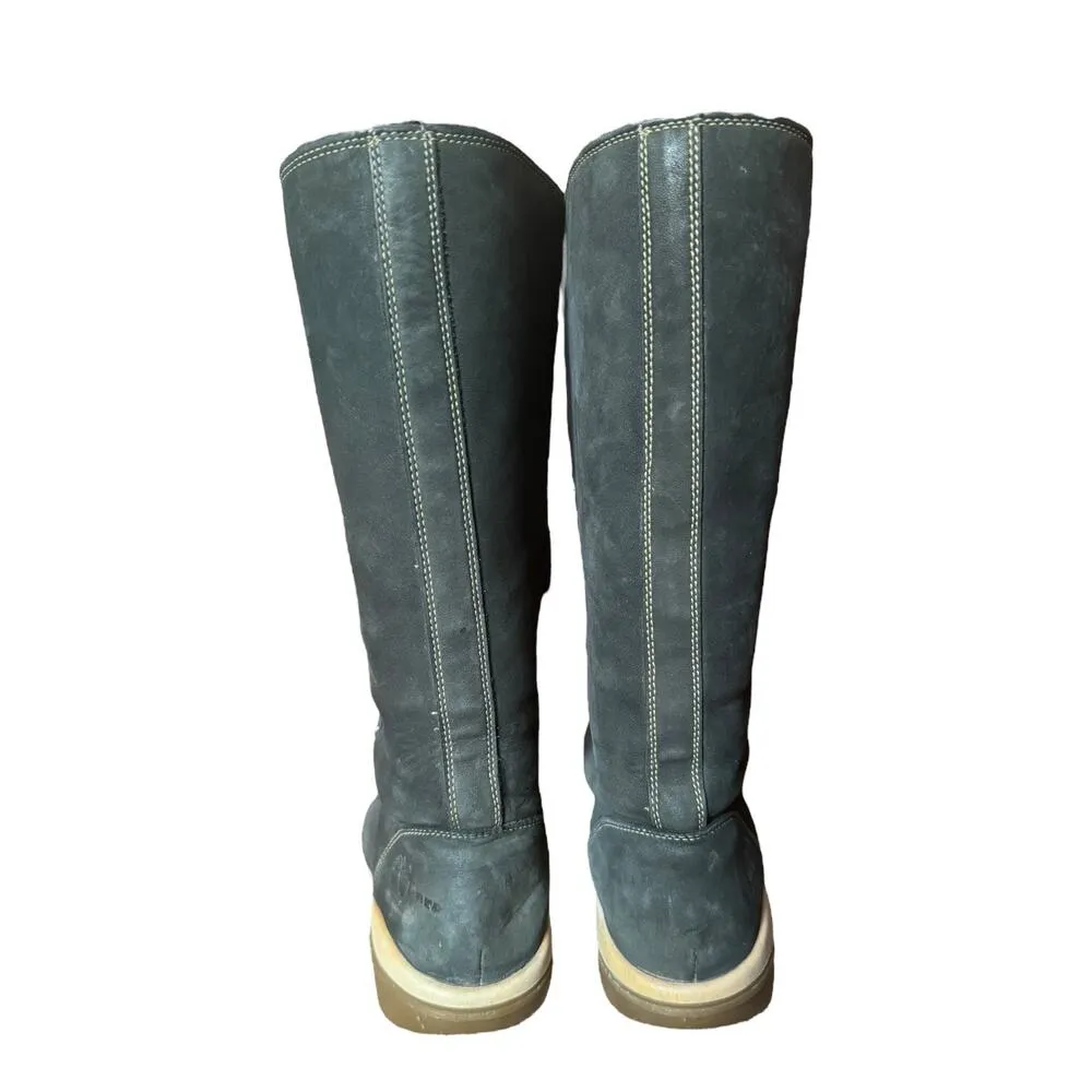 TIMBERLAND Kickadilla Black Nubuck Leather Faux Fur Lace Up Boots size 7.5 - Image 7