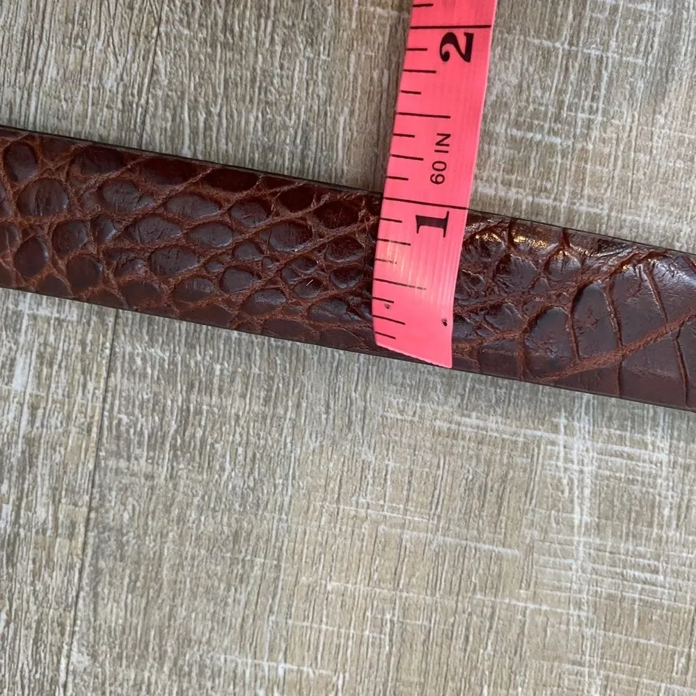 Kenneth Cole Waist Belt Women's Small Brown Leather Crocodile Embossed Classic - Image 9