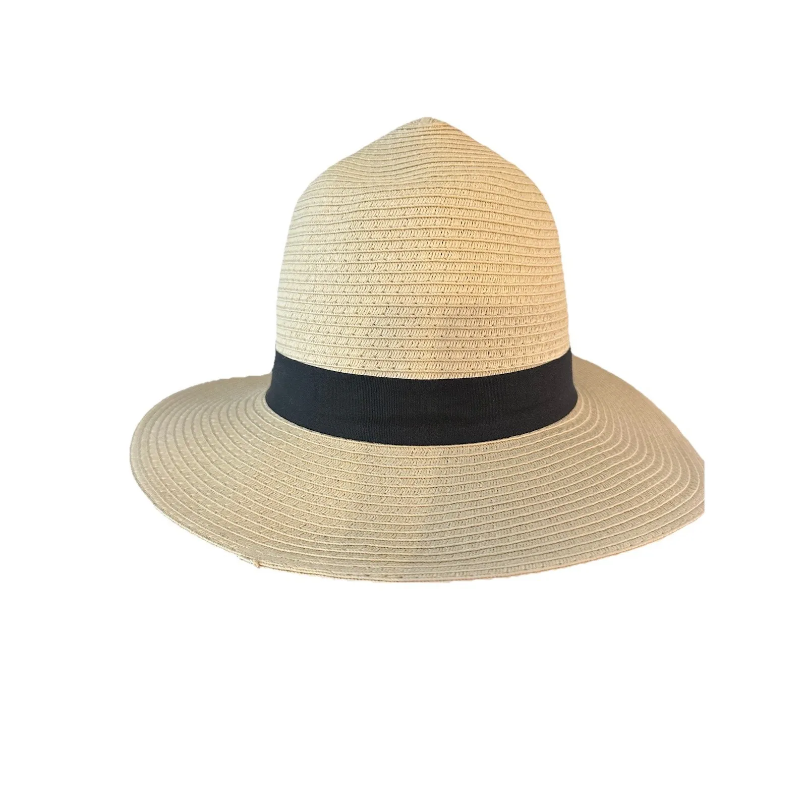 Swiss Tech Performance Paper Straw Hat Wide Brim One Size Black Ribbon Trim NWOT - Image 3