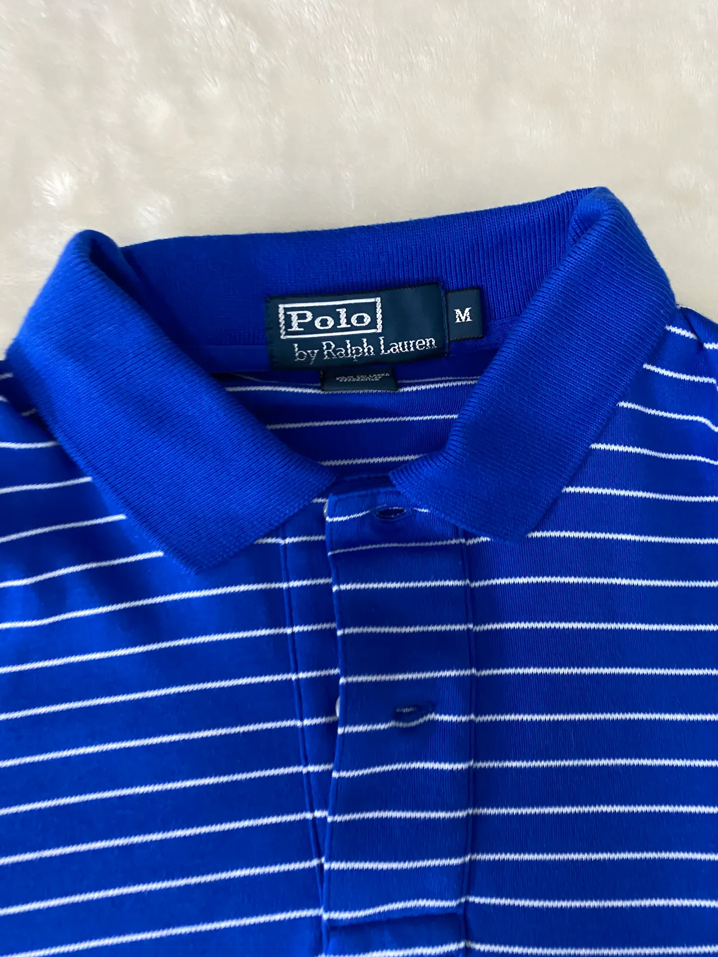 Blue & White Striped Polo Shirt - Image 6